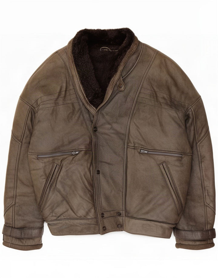 Guy Laroche Herren Shearling Jacke IT 52 XL Grau