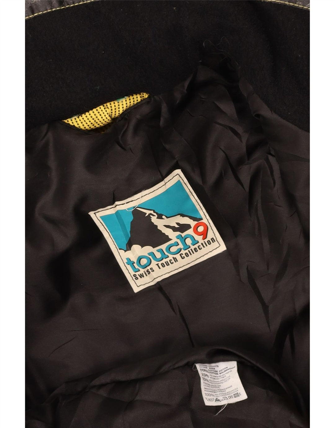 VINTAGE Damen Windjacke UK 14 Mittelgelbe Colourblock-Baumwolle