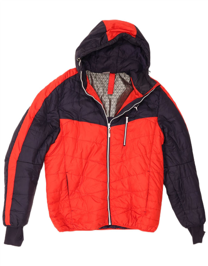 Puma Herren-Kapuzenjacke, gepolstert, Größe 40, Größe L, Rot, Colourblock-Polyester