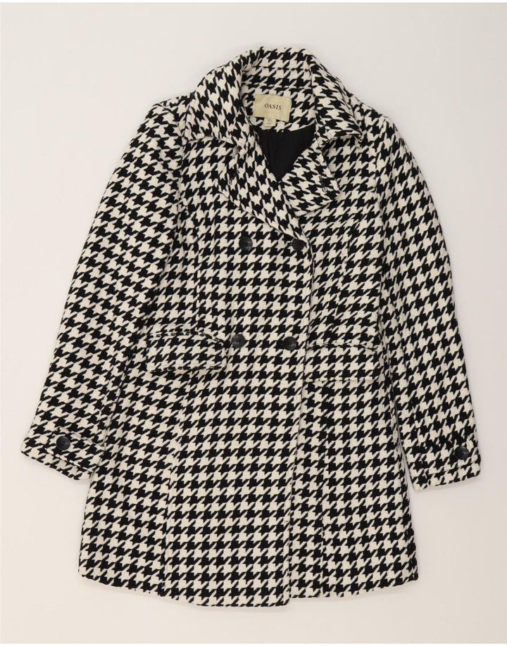 Oasis Zweireihiger Damenmantel UK 8 Small Schwarzer Hahnentritt-Polyester