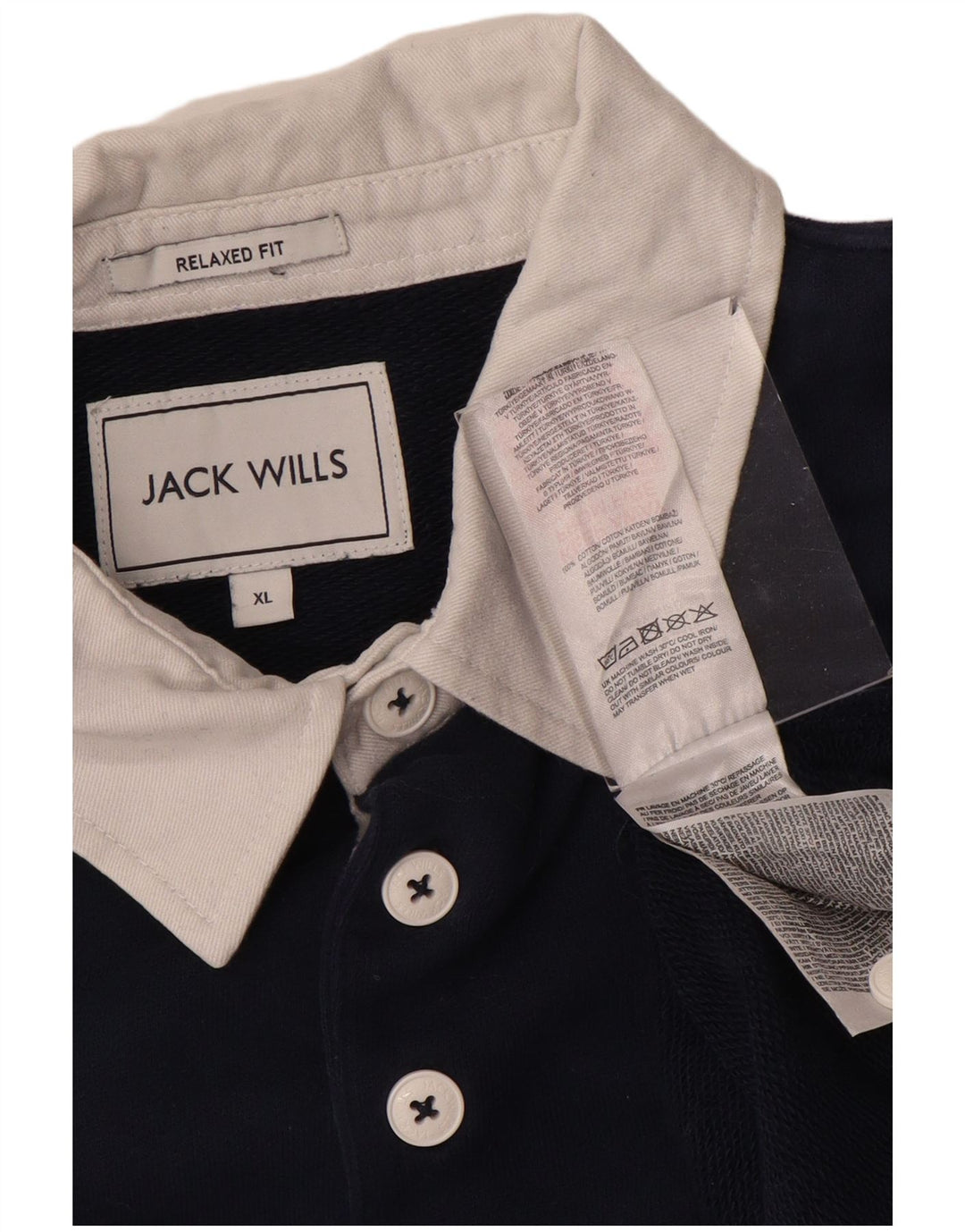 JACK WILLS Herren-Rugby-Poloshirt mit Grafik XL, Marineblau, Farbblock