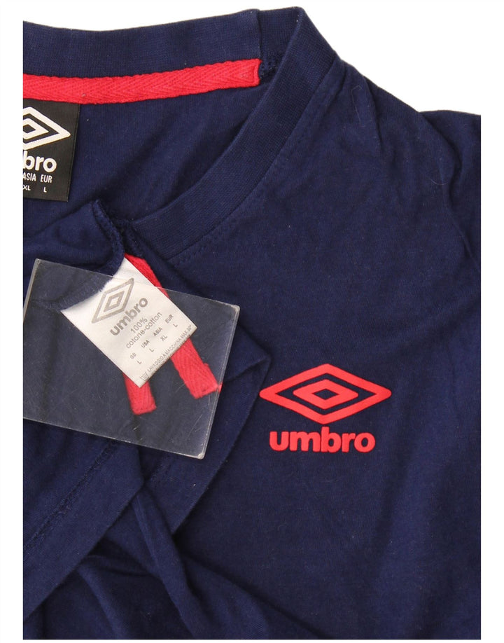 Umbro Herren T-Shirt Top Large Marineblau Baumwolle