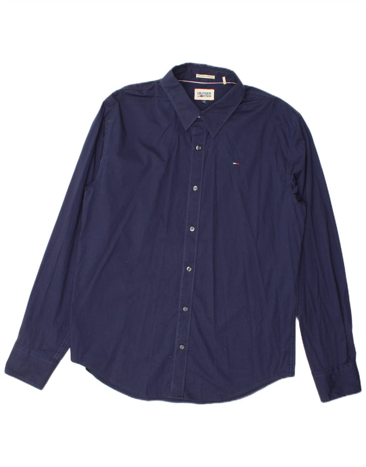 TOMMY HILFIGER Mens Shirt XL Navy Blue Cotton