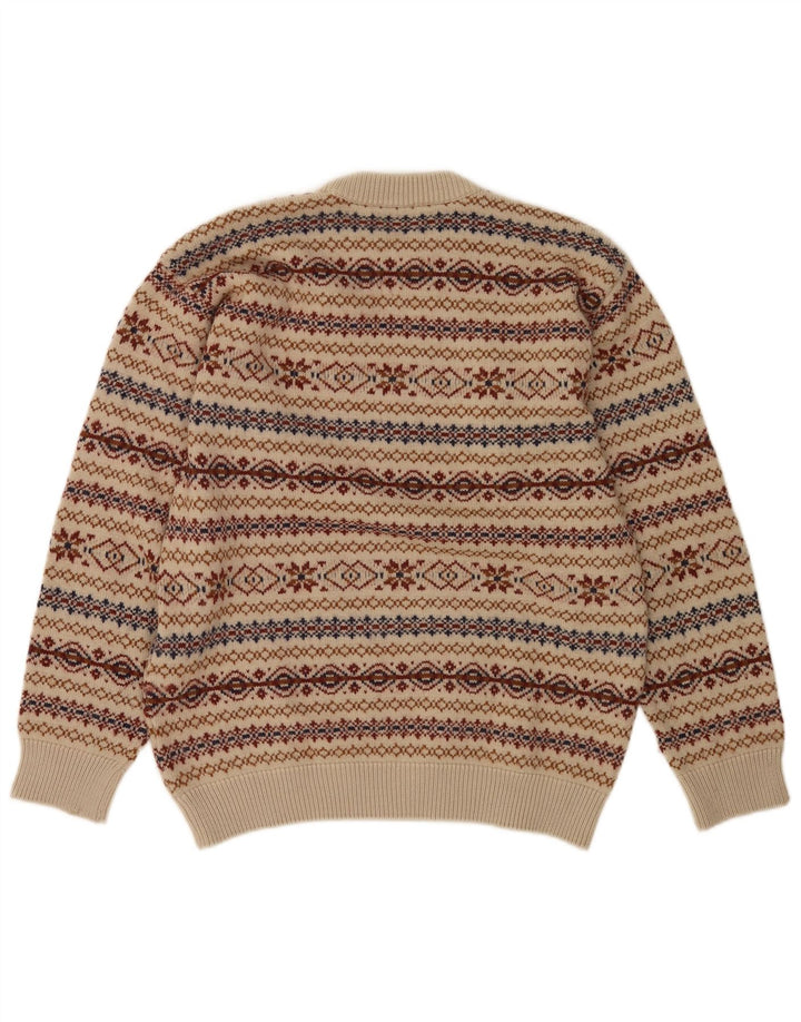 Vintage Herren Rundhalspullover Pullover Medium Beige Fair Isle