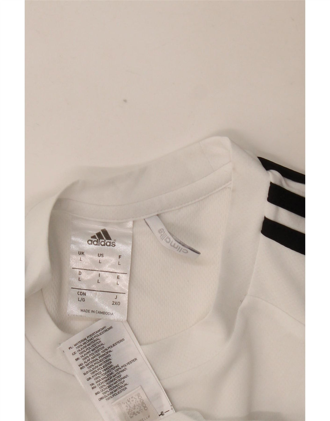 ADIDAS Herren Climalite T-Shirt Top Large Weiß Colourblock Polyester
