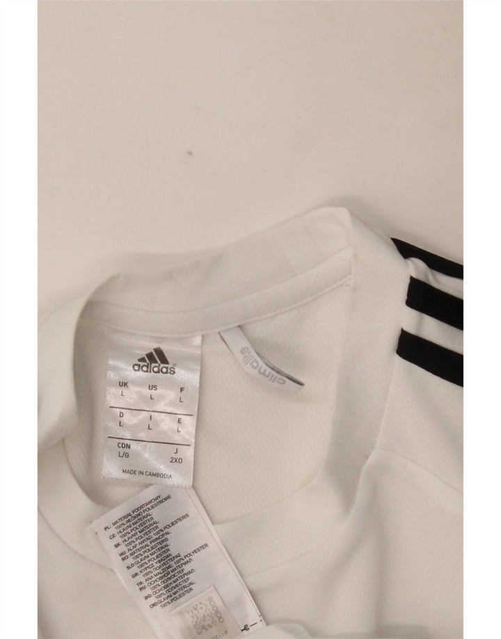 ADIDAS Herren Climalite T-Shirt Top Large Weiß Colourblock Polyester