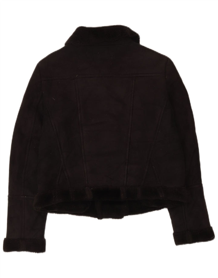 Oasis Damen Sherpa Bikerjacke UK 14 Medium Schwarz Polyester