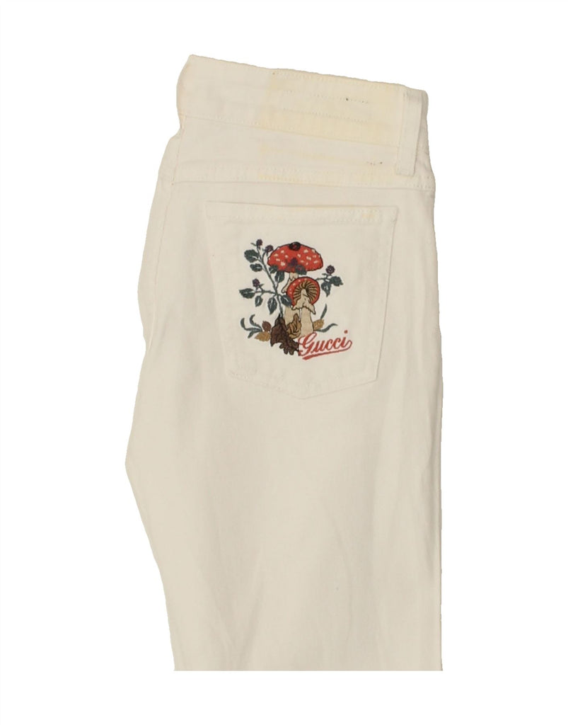 GUCCI Womens Straight Jeans IT 38 XS W26 L31 White Cotton Vintage Gucci and Second-Hand Gucci from Messina Hembry 