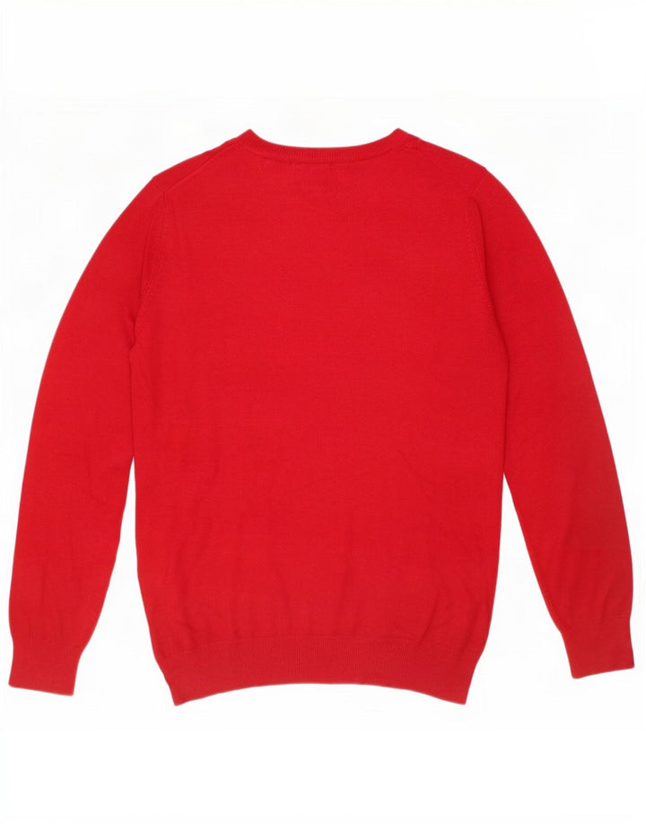 Zara Damen-Pullover mit V-Ausschnitt, UK 16, Größe L, rote Viskose