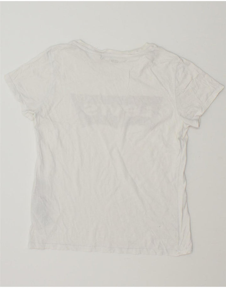 LEVI'S Womens Graphic T-Shirt Top UK 14 Medium White Cotton Vintage Levi's and Second-Hand Levi's from Messina Hembry 