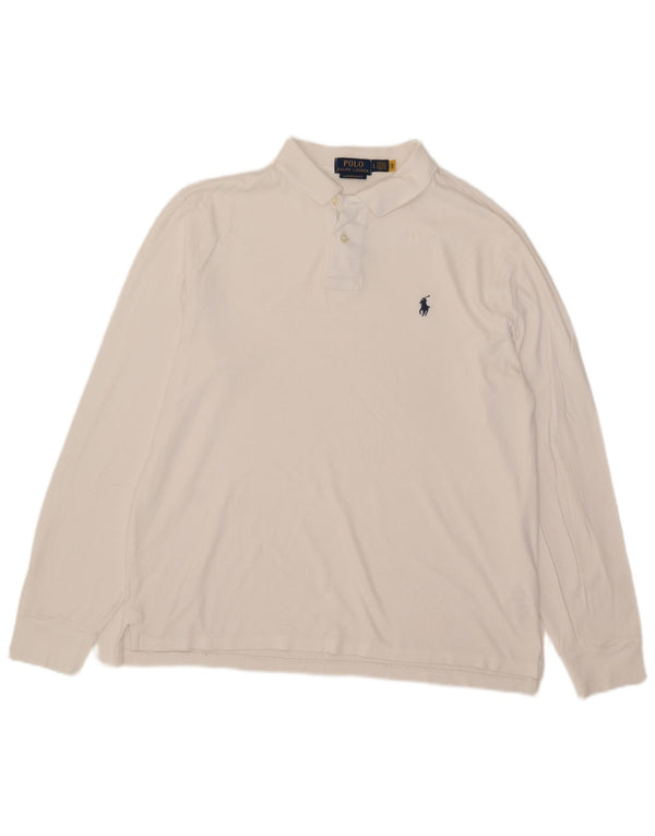 Polo Ralph Lauren Mens Long Sleeve Custom Slim Fit Polo Shirt Large White