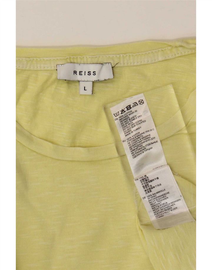 Reiss Herren T-Shirt Top Large Gelb Baumwolle