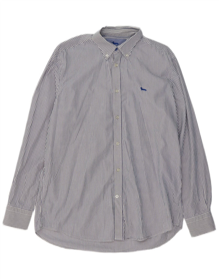 HARMONT & BLAINE Herren-Hemd mit normaler Passform, XL, blaue Nadelstreifen-Baumwolle