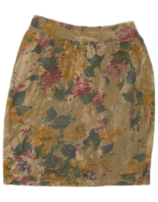 Vintage Damen Bleistiftrock Klein W26 Grün Floral Modal