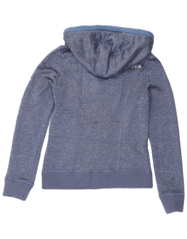 Superdry Damen-Kapuzenpullover mit grafischem Reißverschluss, UK 10, Größe S, Blau, Polyester