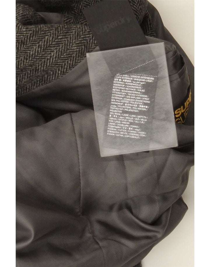 Superdry Herren-Blazer mit 2 Knöpfen, UK 38, mittelgrau, Fischgrätenmuster