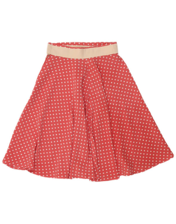 Vintage Damen A-Linie Rock W25 XS Rosa Polka Dot