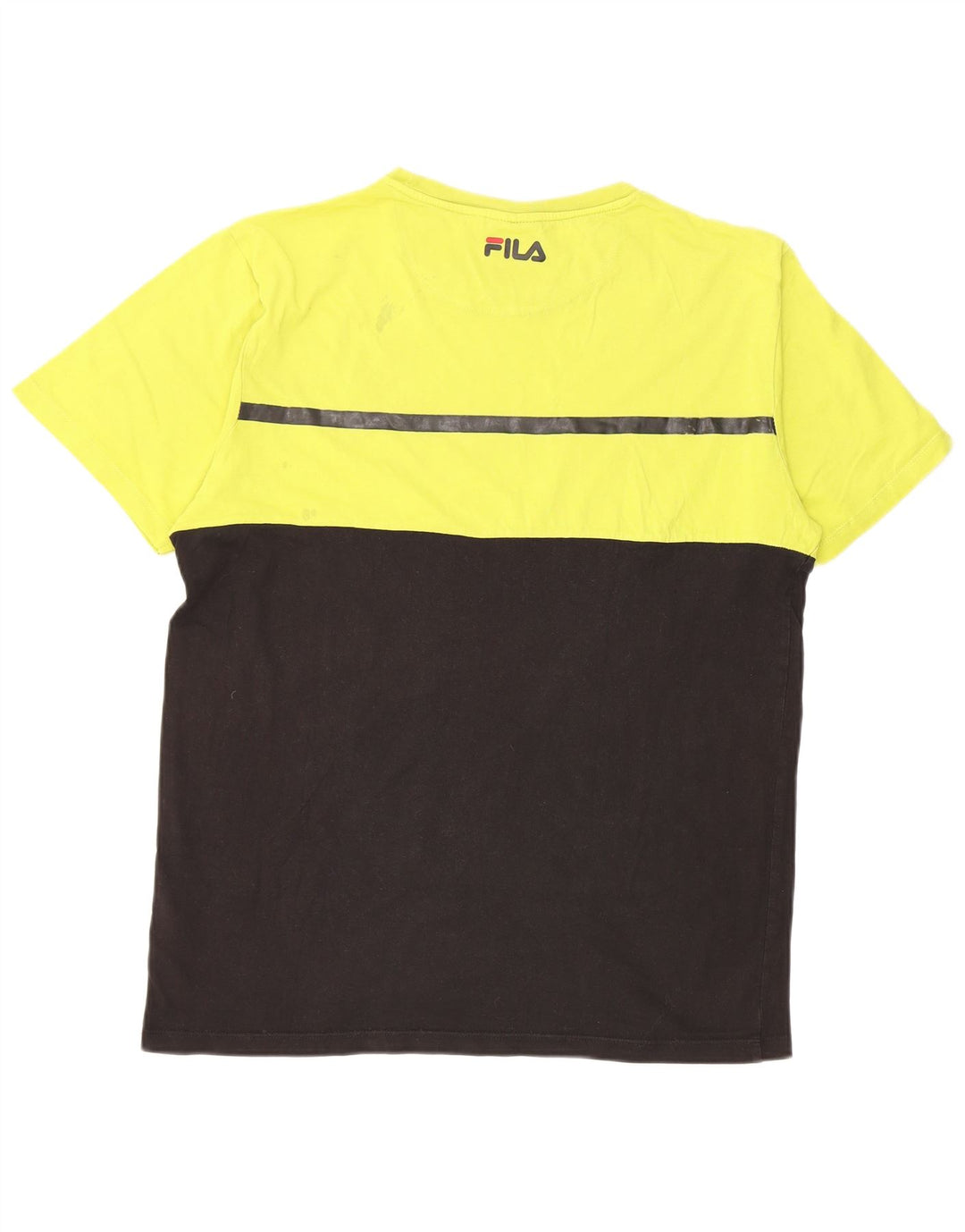 Fila Herren T-Shirt Top Large Gelb Colourblock Baumwolle