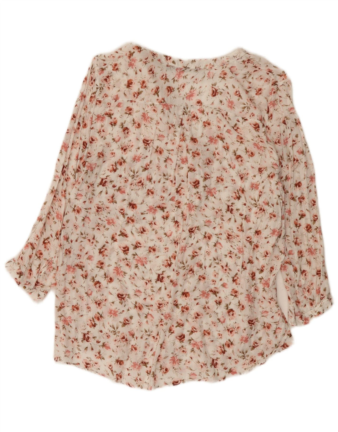 Zara Damen-Blusenoberteil mit 3/4-Ärmeln, UK-Größe 44, mittelweiß, geblümt