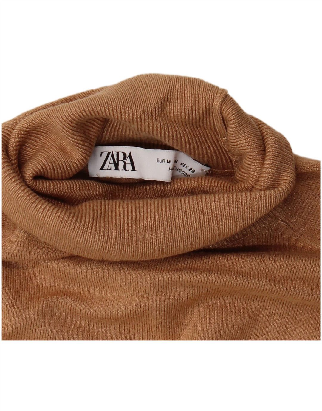 Zara Damen-Pullover mit Rollkragen, 3/4-Ärmel, UK-Gr. 12, Mittelbraun