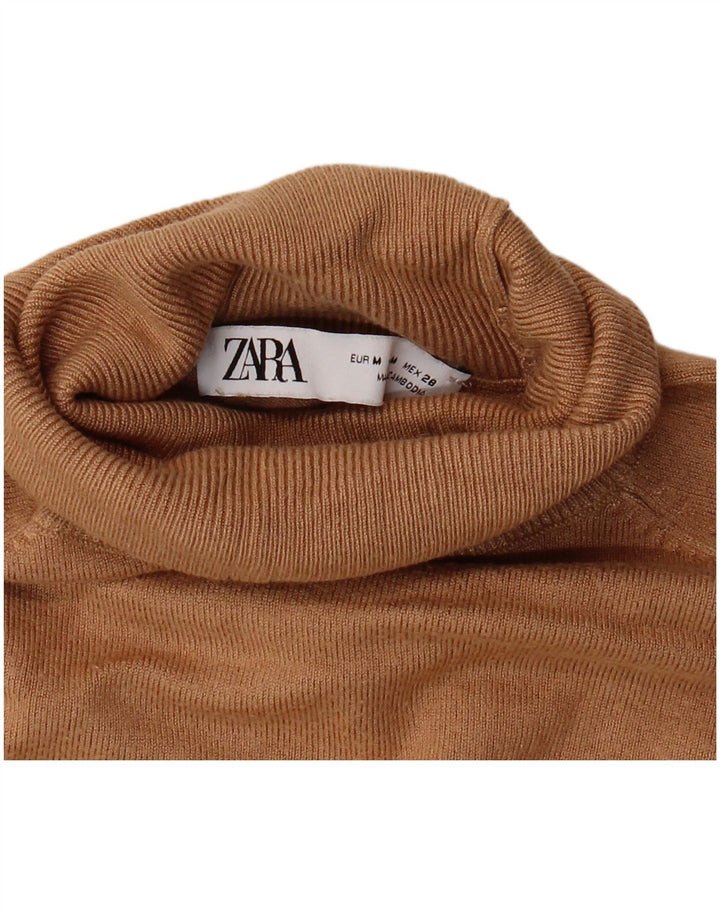 Zara Damen-Pullover mit Rollkragen, 3/4-Ärmel, UK-Gr. 12, Mittelbraun