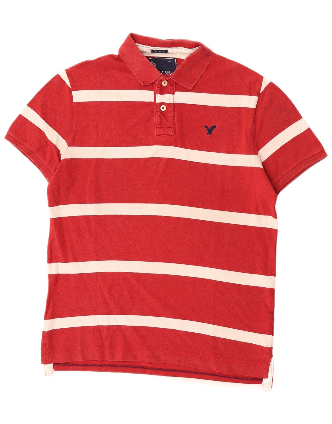 American Eagle Herren-Poloshirt, kurzärmelig, normale Passform, groß, rot gestreift