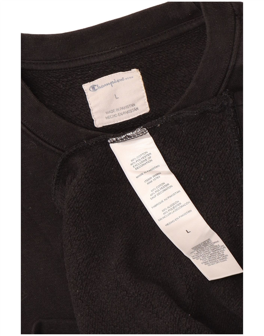 Champion Herren-Sweatshirt-Pullover, groß, schwarze Baumwolle