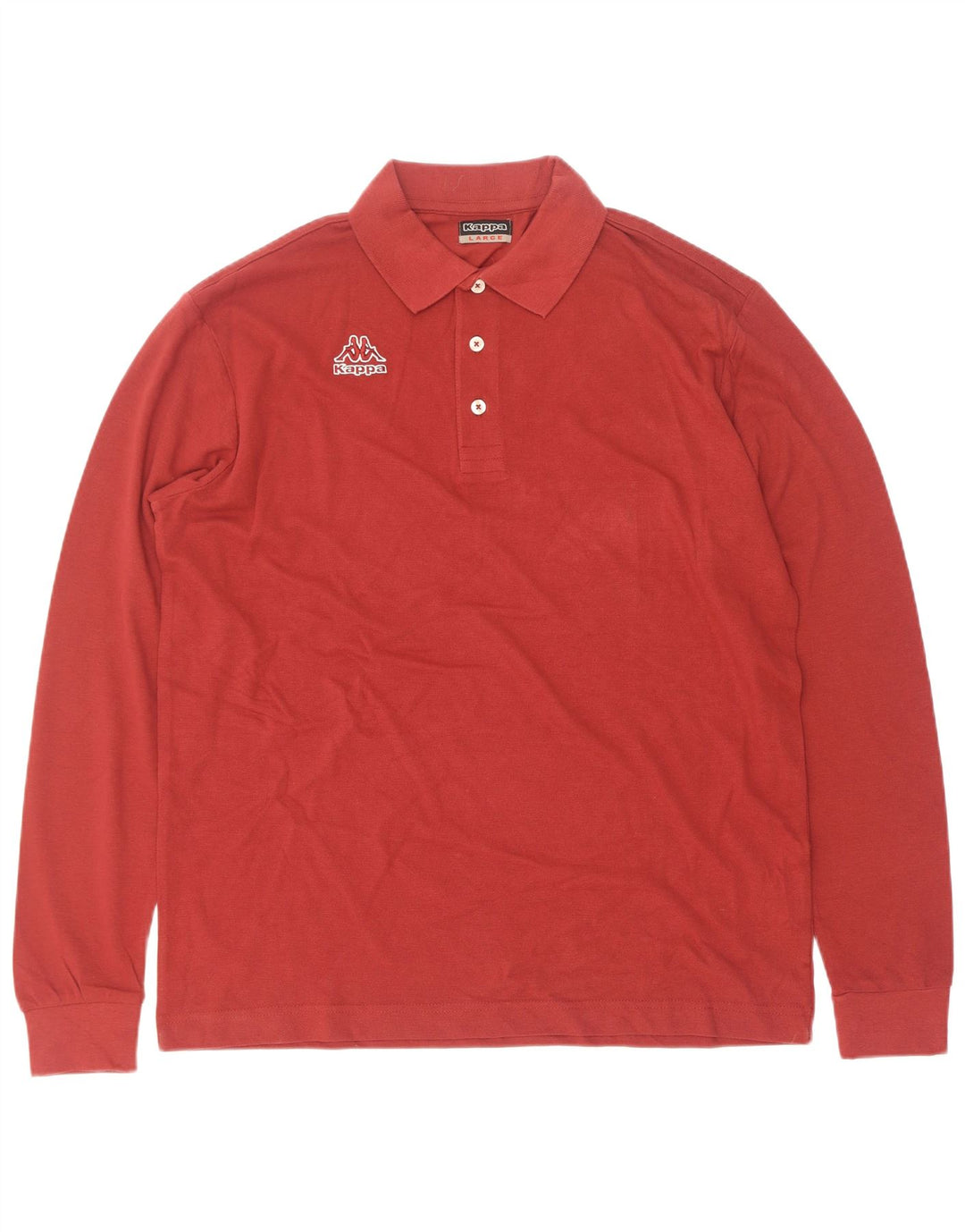 Kappa Herren Langarm-Poloshirt, große rote Baumwolle