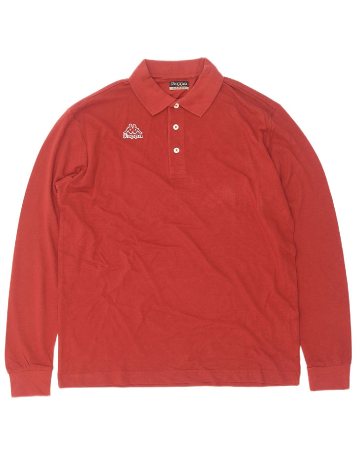 Kappa Herren Langarm-Poloshirt, große rote Baumwolle
