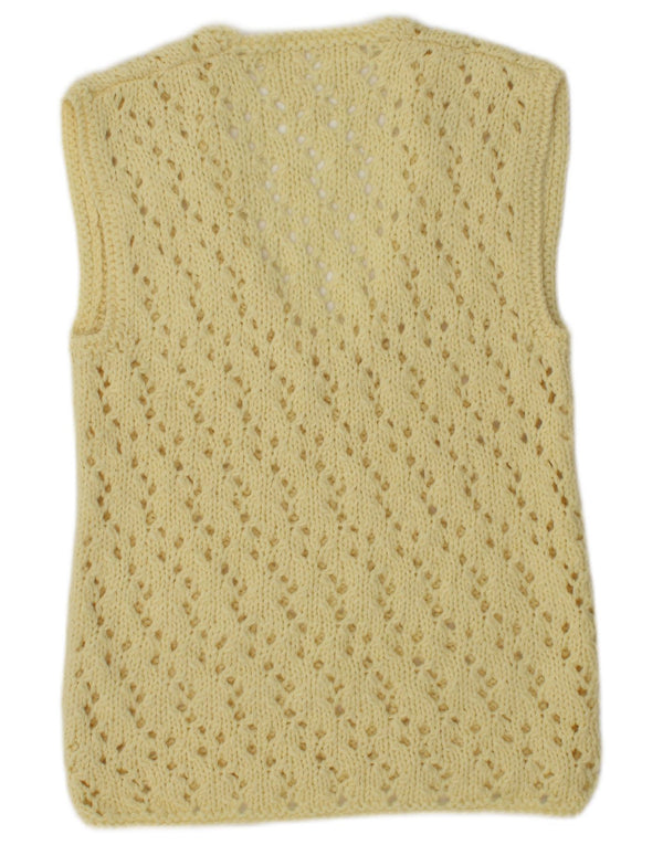 Vintage Damen Weste Tank Top UK 12 Mittelgelb