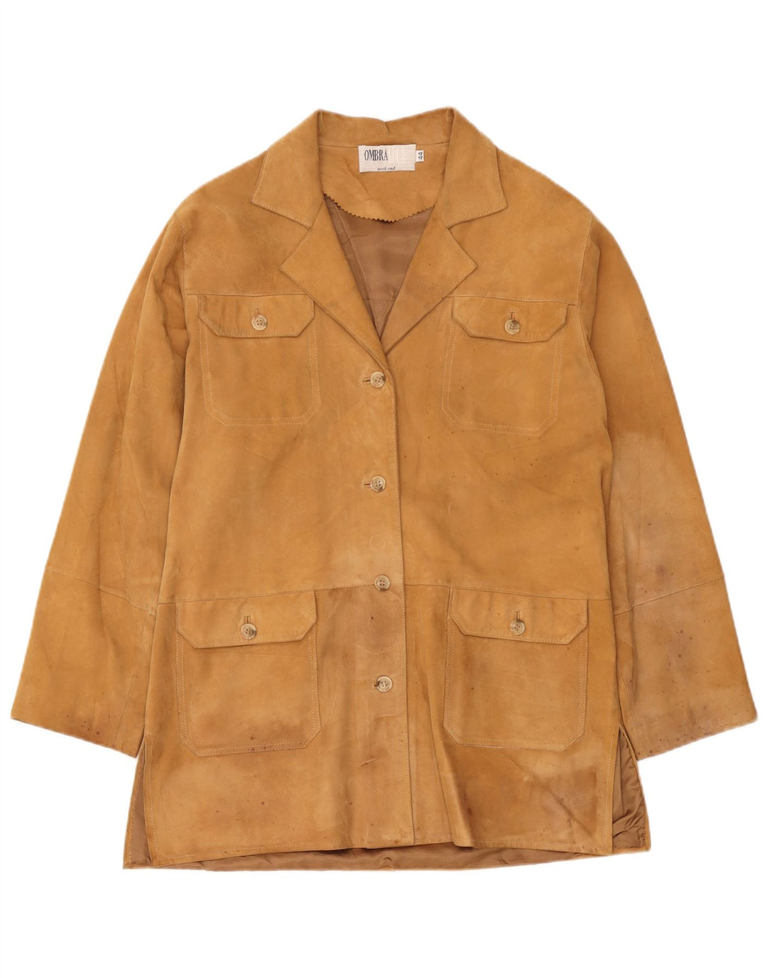 Ombraluce Damen Wildledermantel IT 44 Mittelbeige