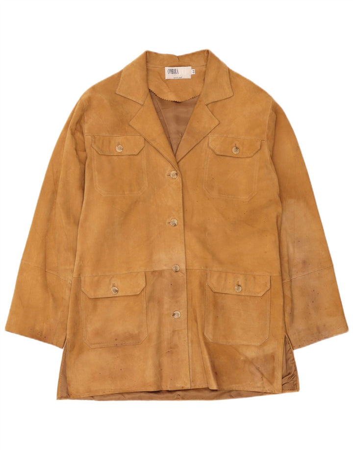 Ombraluce Damen Wildledermantel IT 44 Mittelbeige