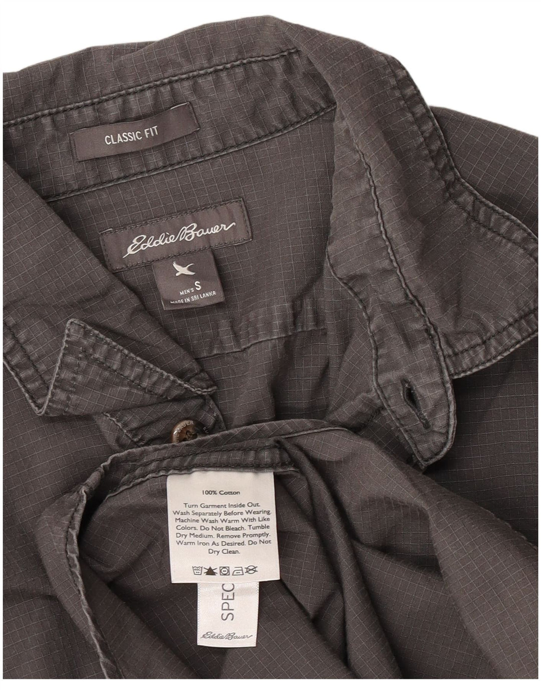 Eddie Bauer Herren-Hemd mit klassischer Passform, Größe S, Grau, Baumwolle