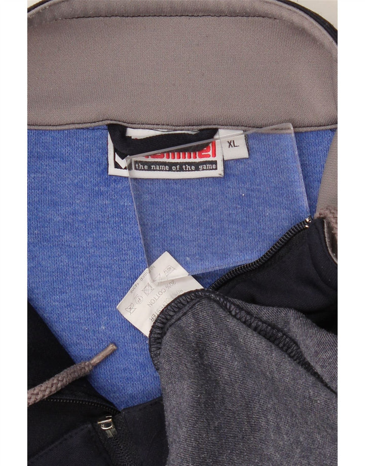 HUMMEL Herren-Trainingsanzug-Oberteil, Jacke, XL, blaues Farbblock-Polyester