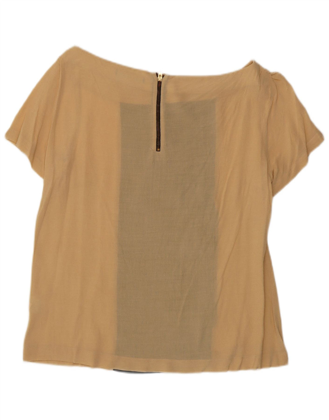 Zara Damen-Blusenoberteil, UK-Größe 46, Größe L, beige, Colourblock-Viskose
