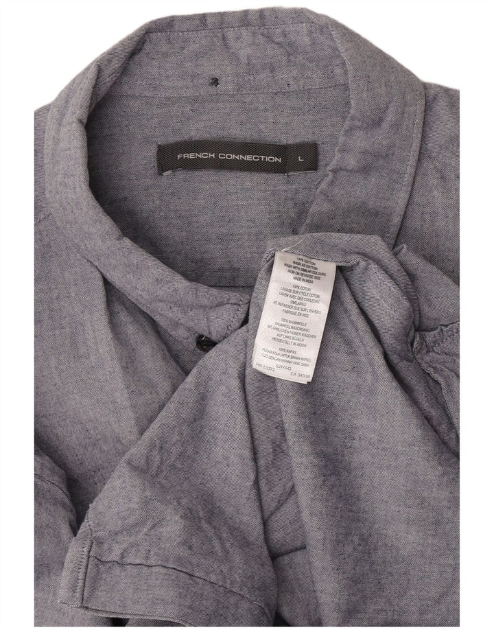French Connection Herren-Hemd, groß, aus blauer Baumwolle