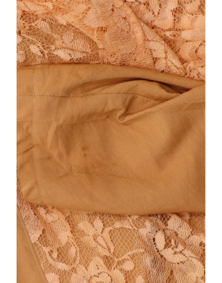Vintage Damen Bolero Jacke UK 14 Medium Beige Floral Wolle