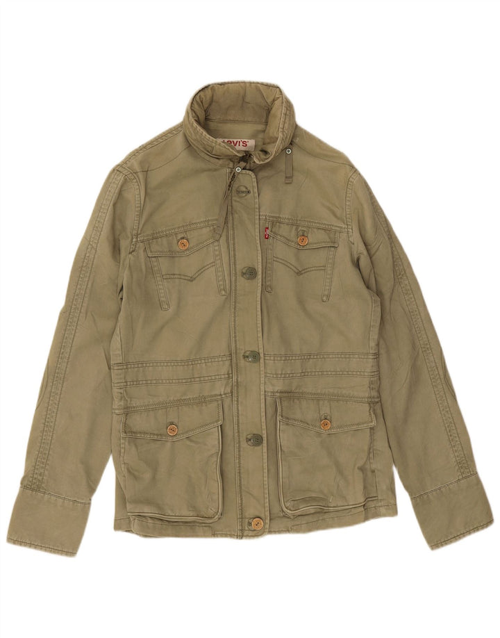 Levi's Womens Graphic Hooded Utility Jacket UK 16 Large Khaki Baumwolle