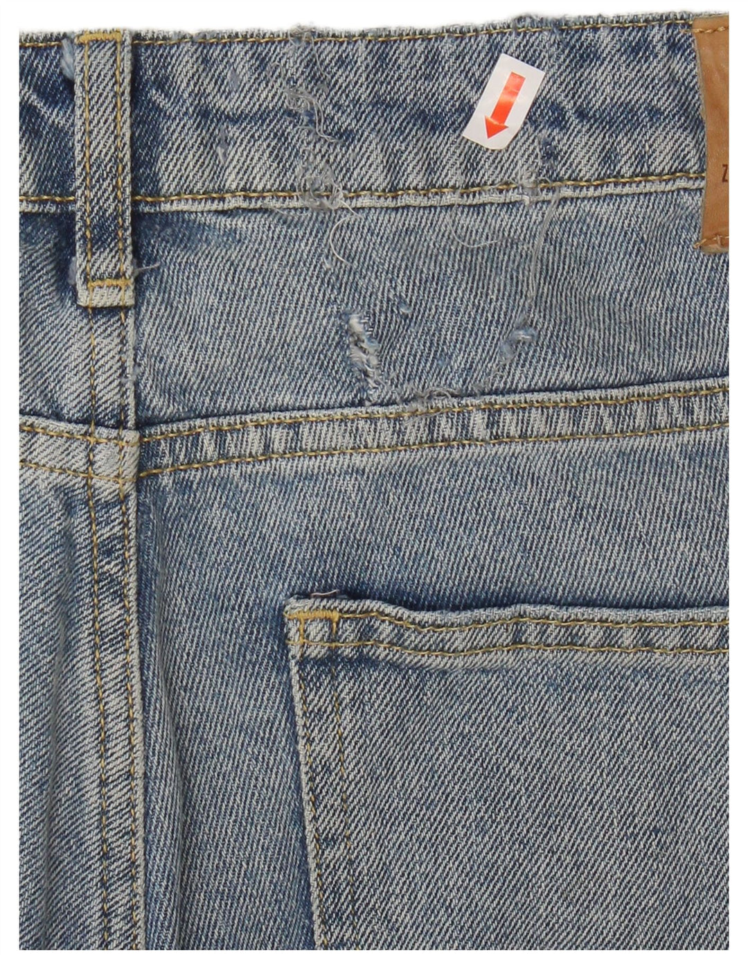 Zara Damen Graphic Cropped Jeans EU 40 Medium W30 L26 Blau gepunktete Baumwolle
