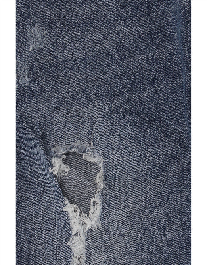 Zara Damen Distressed Slim Jeans W36 L28 Blaues Polyester