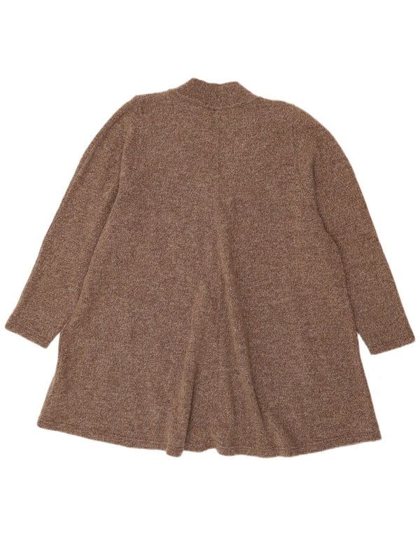 Vintage Damen Longline Oversized Cardigan Pullover UK 14 Mittelbraune Wolle
