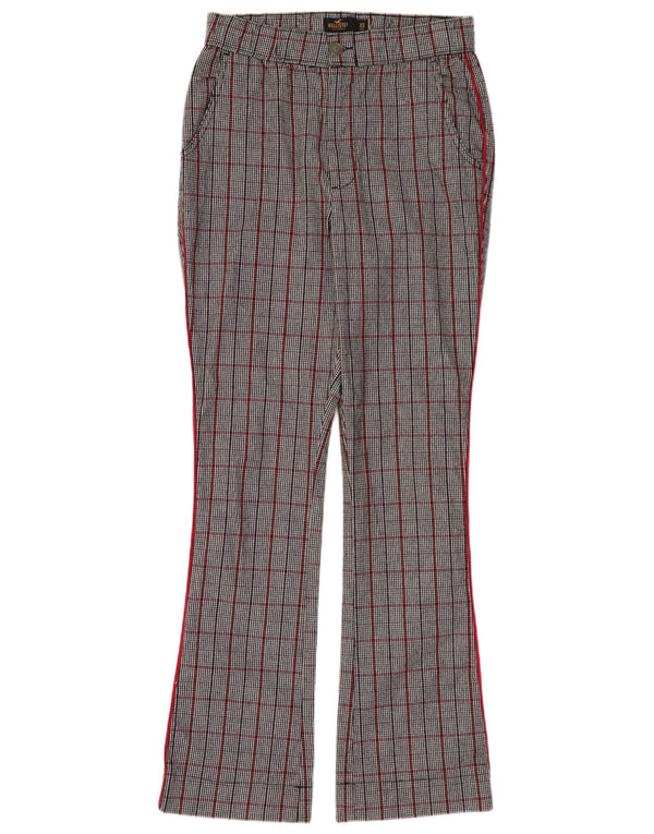 HOLLISTER Damen Bootcut Freizeithose XS W25 L28 grau karierte Baumwolle