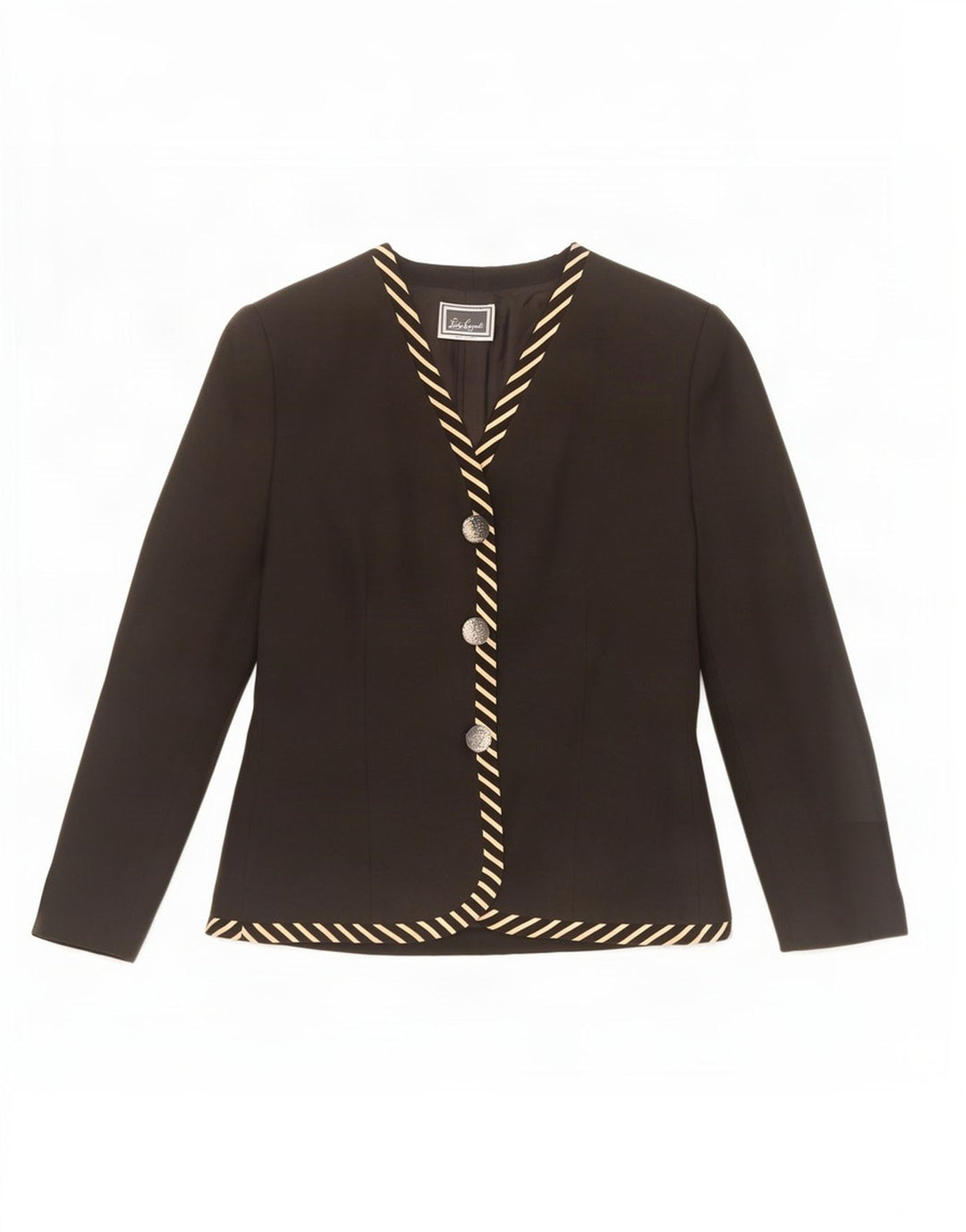 Luisa Spagnoli Damen 3-Knopf-Blazerjacke UK 12 Mittelschwarz gestreift