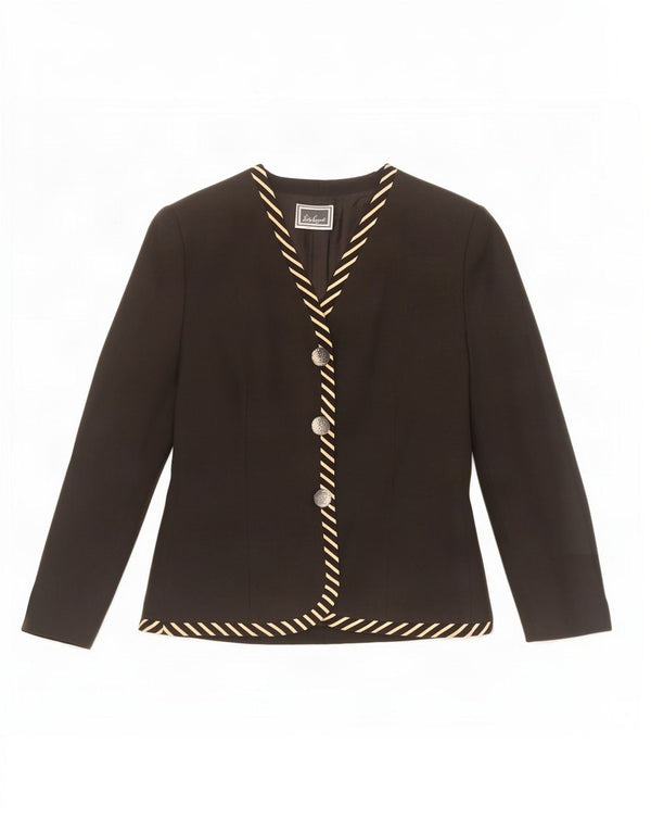 Luisa Spagnoli Damen 3-Knopf-Blazerjacke UK 12 Mittelschwarz gestreift