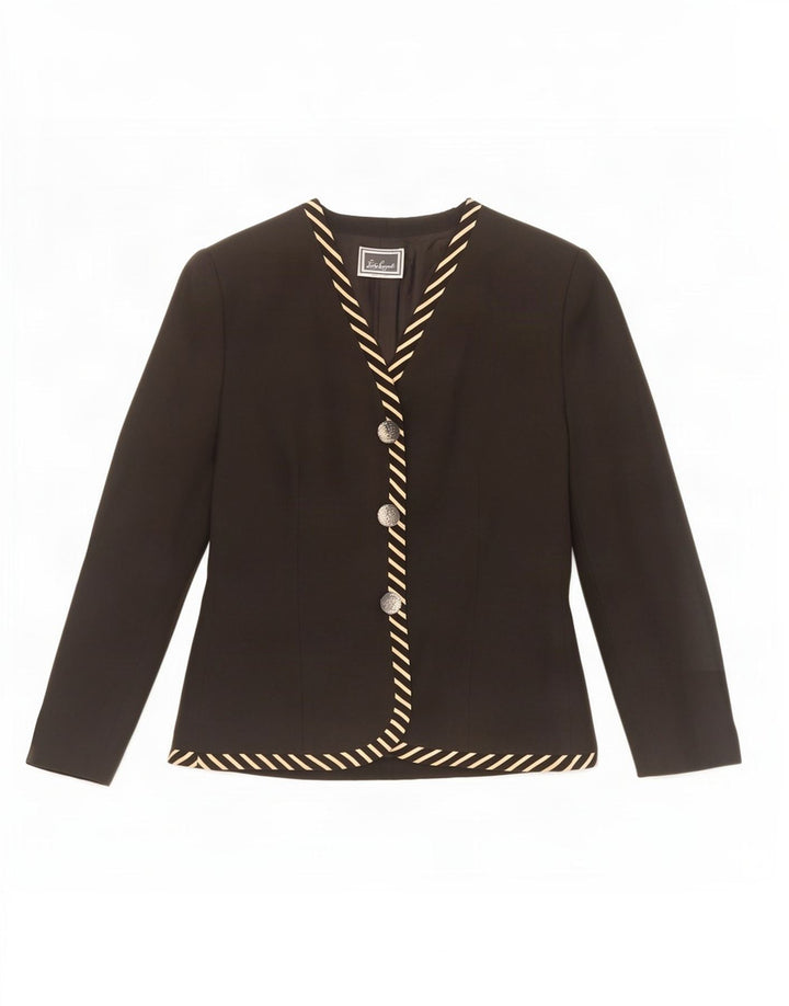 Luisa Spagnoli Damen 3-Knopf-Blazerjacke UK 12 Mittelschwarz gestreift