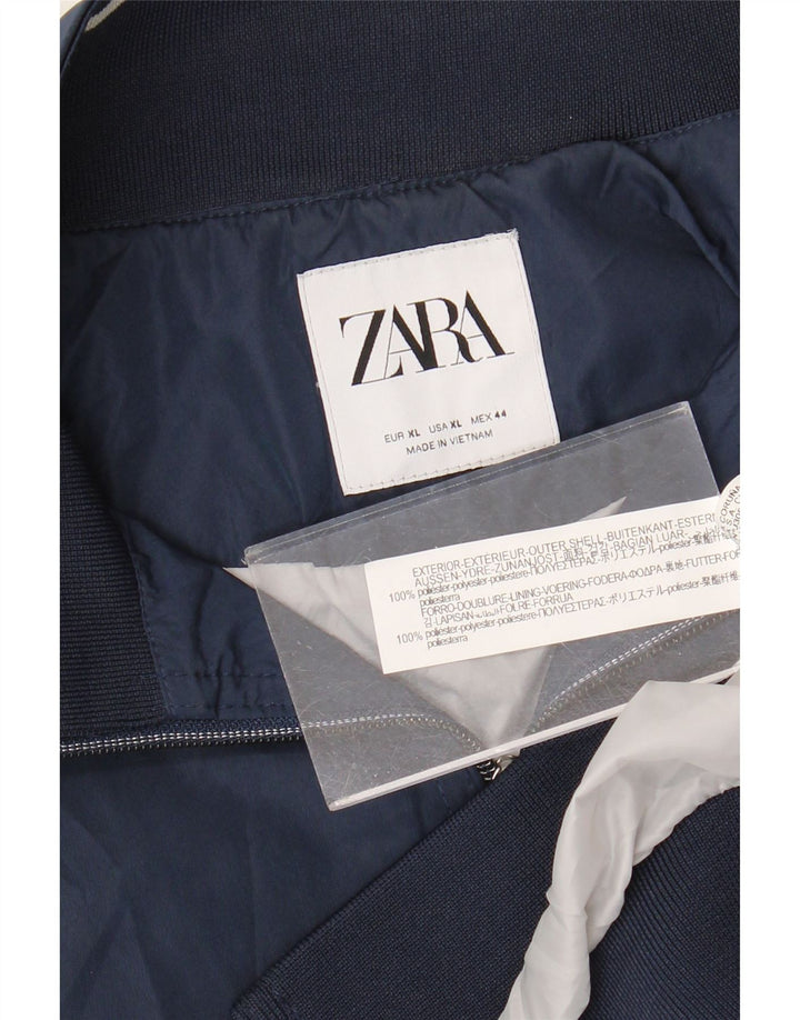 Zara Herren Bomberjacke UK 42 XL Marineblau Polyester