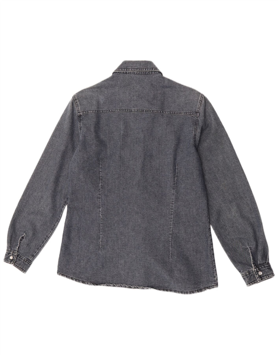 Vintage Damen Jeanshemd UK 14 Mittelgraue Baumwolle