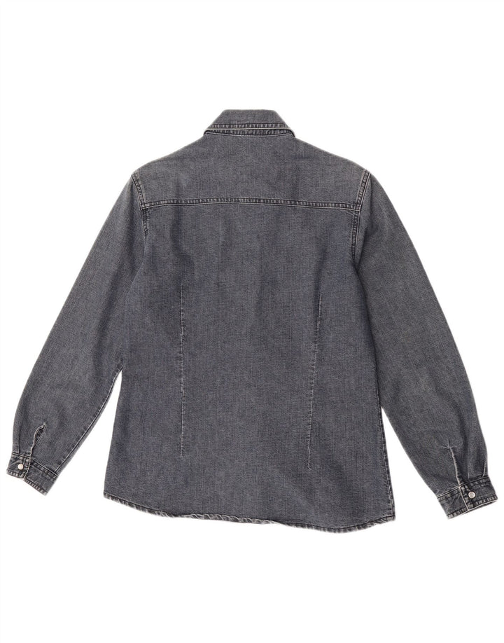 Vintage Damen Jeanshemd UK 14 Mittelgraue Baumwolle