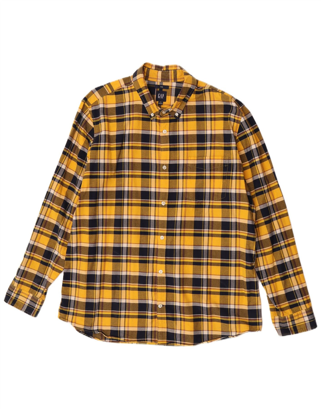 Gap Slim Flanellhemd für Herren, 2XL, gelb kariert, Baumwolle