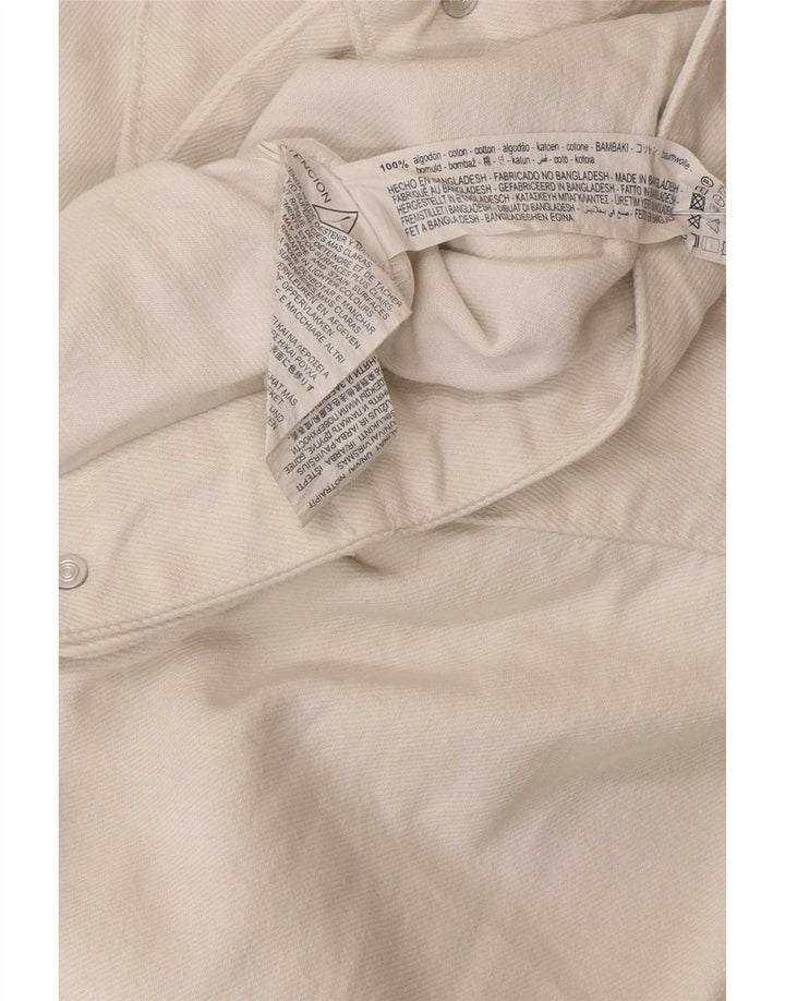 Zara Damen Crop Übergroße Jeansjacke UK 6 XS Weiße Baumwolle